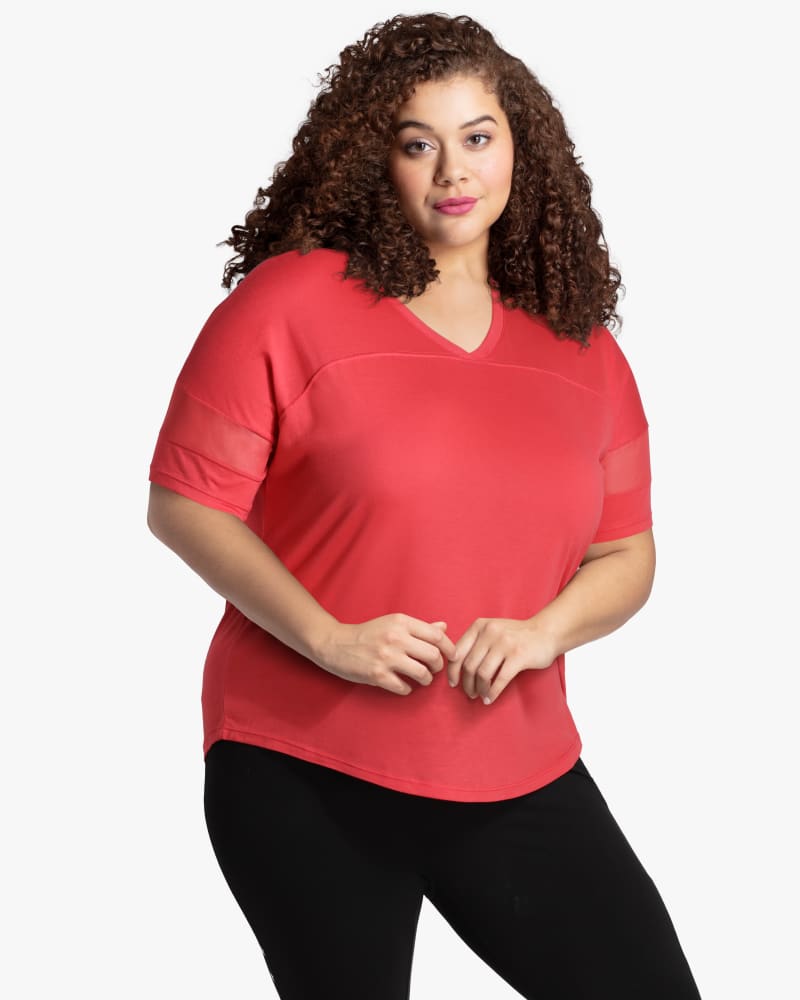 Front of plus size Blossom V-Neck Tee by Marc NY | Dia&Co | dia_product_style_image_id:118369
